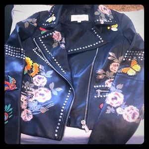 Faux Leather Studded Patch Jacket